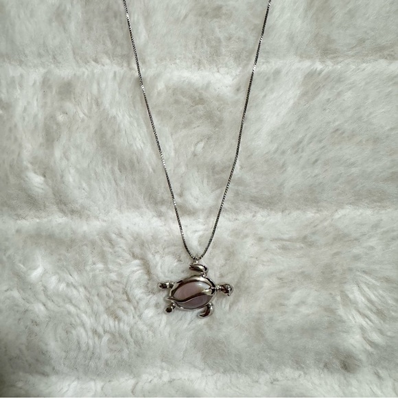 Sterling Silver 925 Sea Turtle Pendant Necklace 18” Italy - Picture 3 of 6